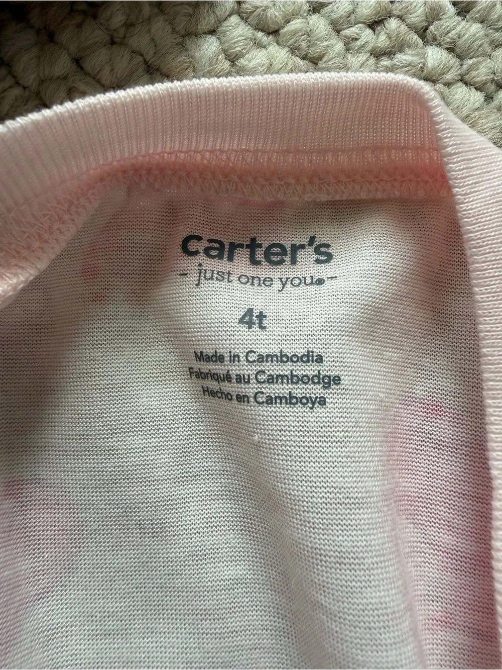 Carters 4T Pink Bear-Print Footed One-Piece Pajamas for Kids NWOT